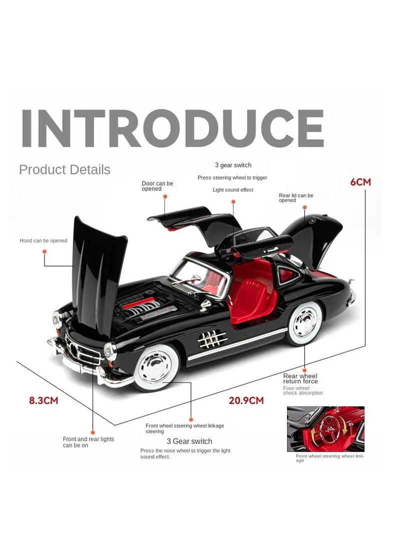 1:24 Scale Diecast  Model car with Realistic Simulation Engine Sounds and Illuminated Vehicle Lights, Functional Pullback Motor, Hinged Openable Doors Revealing Interior Details - A Highly Detailed Replica for Collectors and Enthusiasts