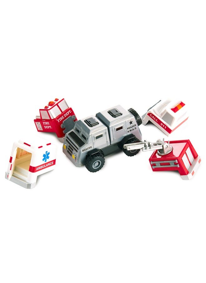 Magnetic Build-A-Truck Fire and Rescue Magnetic Toy Play Set, 6 Pieces