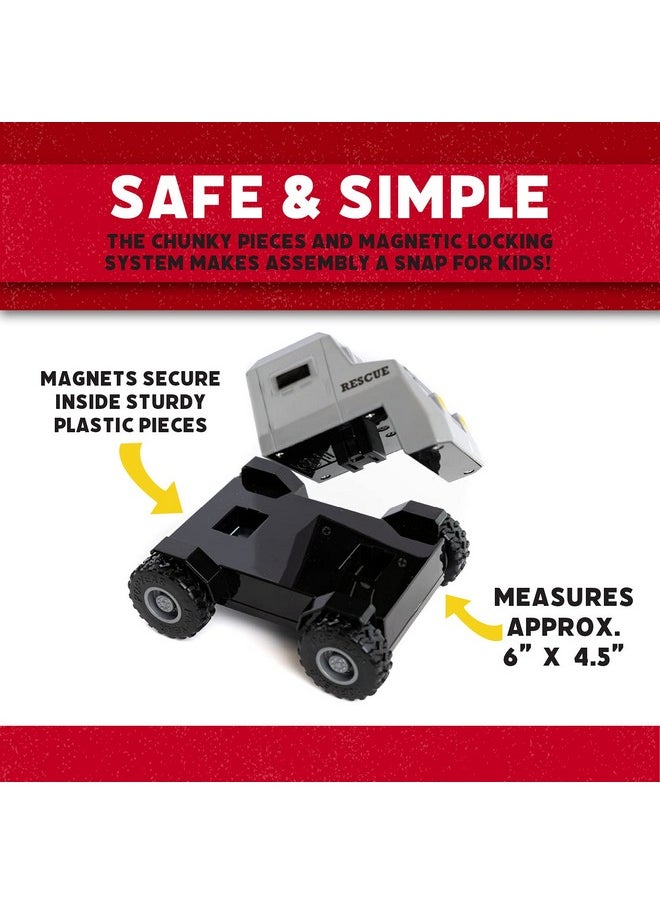 Magnetic Build-A-Truck Fire and Rescue Magnetic Toy Play Set, 6 Pieces