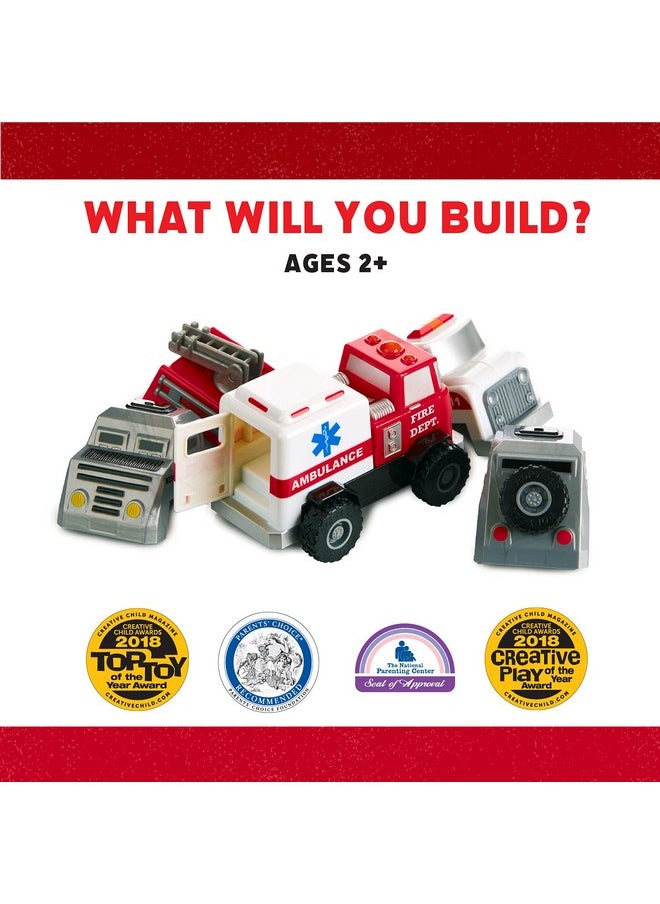 Magnetic Build-A-Truck Fire and Rescue Magnetic Toy Play Set, 6 Pieces