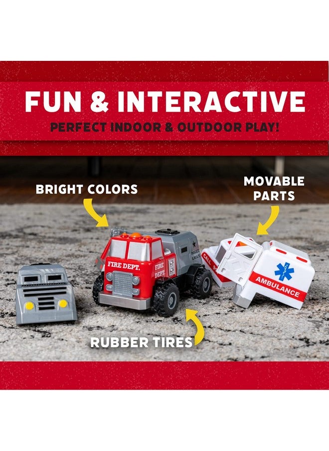 Magnetic Build-A-Truck Fire and Rescue Magnetic Toy Play Set, 6 Pieces
