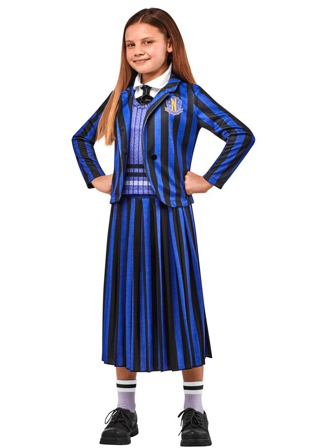 Rubies Girl's Wednesday Nevermore Student Academy Uniform Costume, Blue, Large for Themed Parties and Halloween
