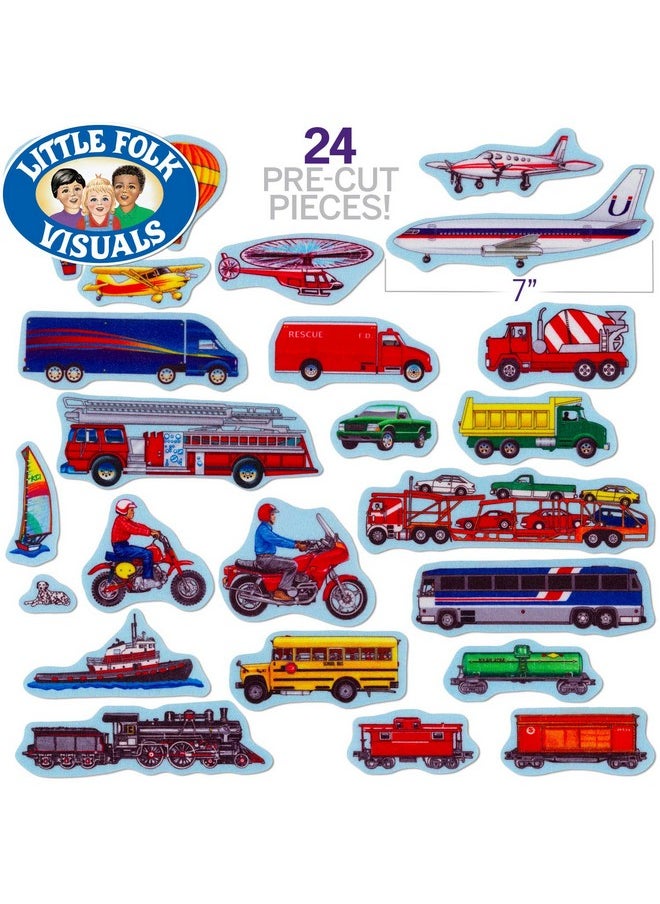 Little Folk Visuals Train, Trucks & Planes Precut Flannel/Felt Board Figures, 24 Pieces Add-On Set
