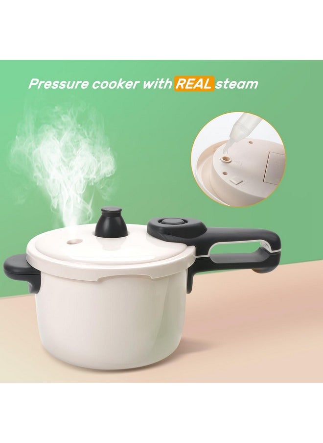 CUTE STONE Pretend Play Kitchen Toy with Cookware Steam Pressure Pot and Electronic Induction Cooktop, Cooking Utensils, Toy Cutlery, Cut Play Food, Shopping Basket Learning Toy for Girls Boys