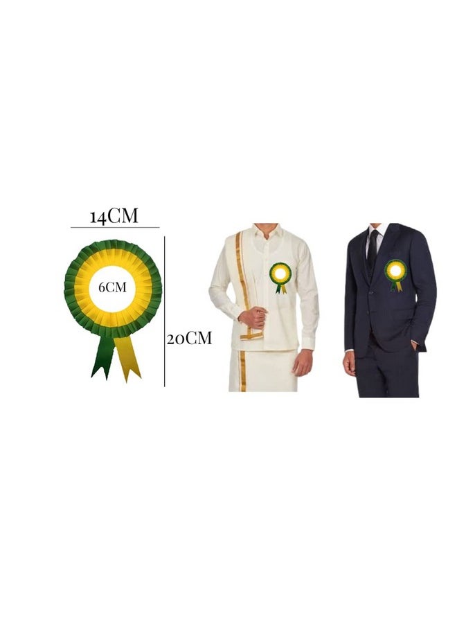 NEXGEN Trends Double Line - Satin Badge for Event,Party, and Conference (Pack of 20) (Dark Green-Yellow)