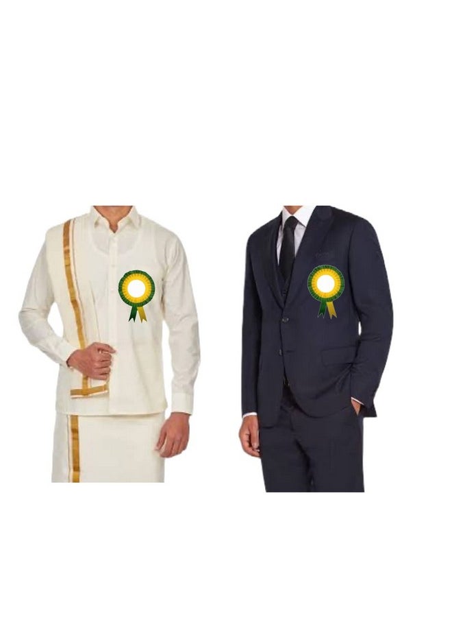 NEXGEN Trends Double Line - Satin Badge for Event,Party, and Conference (Pack of 20) (Dark Green-Yellow)
