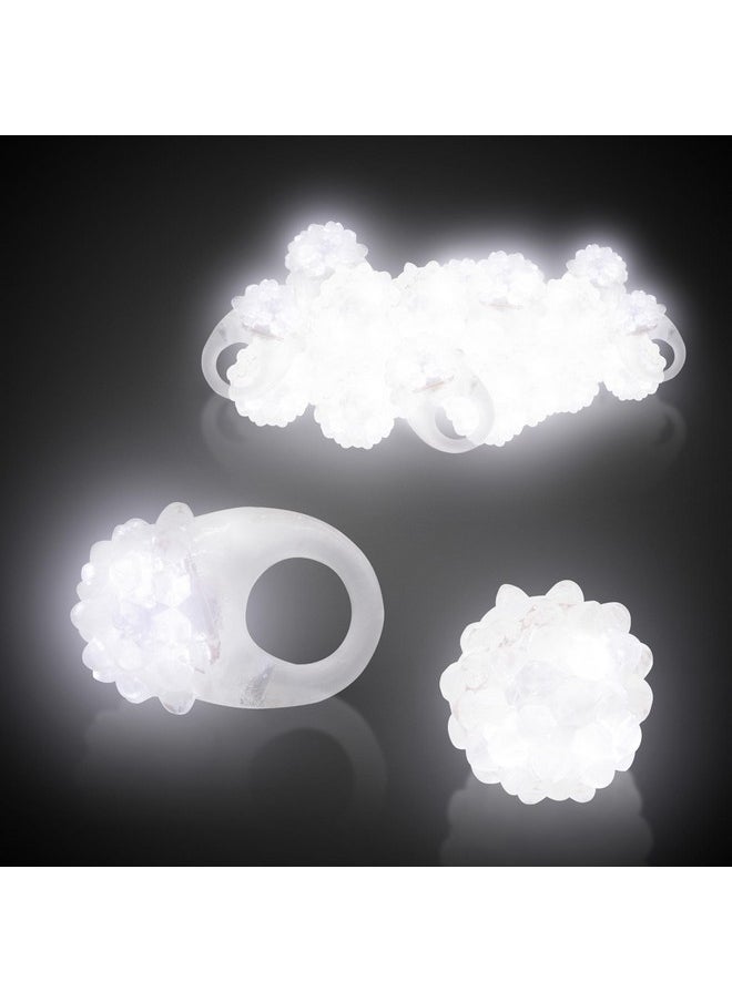 Fun Central - 24 Pack - Clear, White LED Light Up Jelly Bumpy Rings