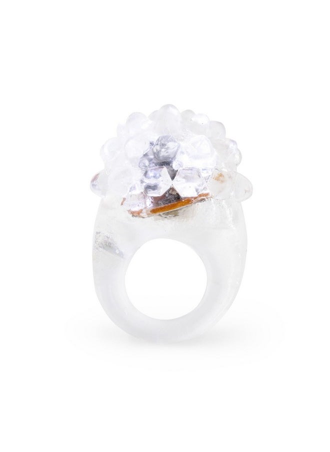 Fun Central - 24 Pack - Clear, White LED Light Up Jelly Bumpy Rings