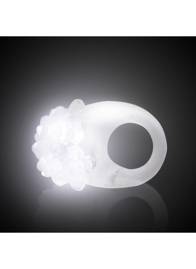 Fun Central - 24 Pack - Clear, White LED Light Up Jelly Bumpy Rings
