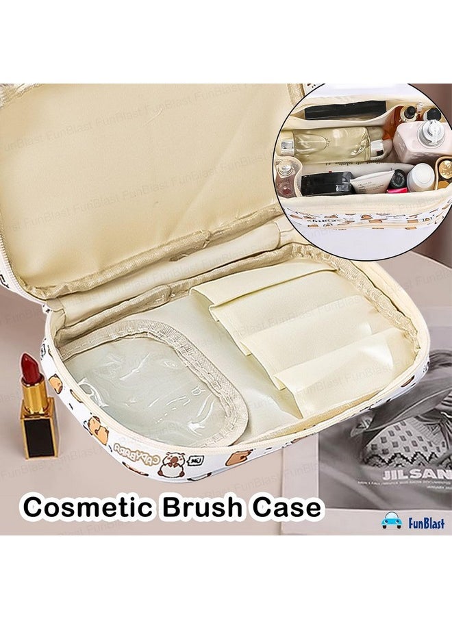 FunBlast Makeup Pouch - Portable Cosmetic Pouch, Large Capacity Travel Makeup Organizer, Cosmetic Brush Case for Women Toiletry Bag for Girls with Handle, Make up and Accessories Bag - Multicolor