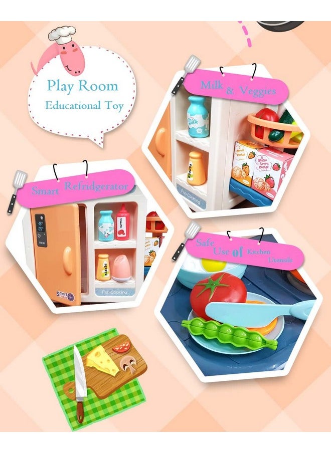 VBE® Plastic Electronic Kitchen Activity 36 Pcs Toy Kitchen Sets, Simulated Spray Kitchen Toys, Kids Kitchen Pretend Play Set - Multicolor