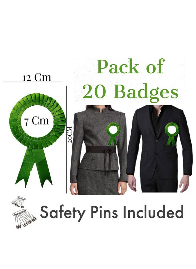 Satin Badge for Event,Party, and Conference (Pack of 20) (Green)