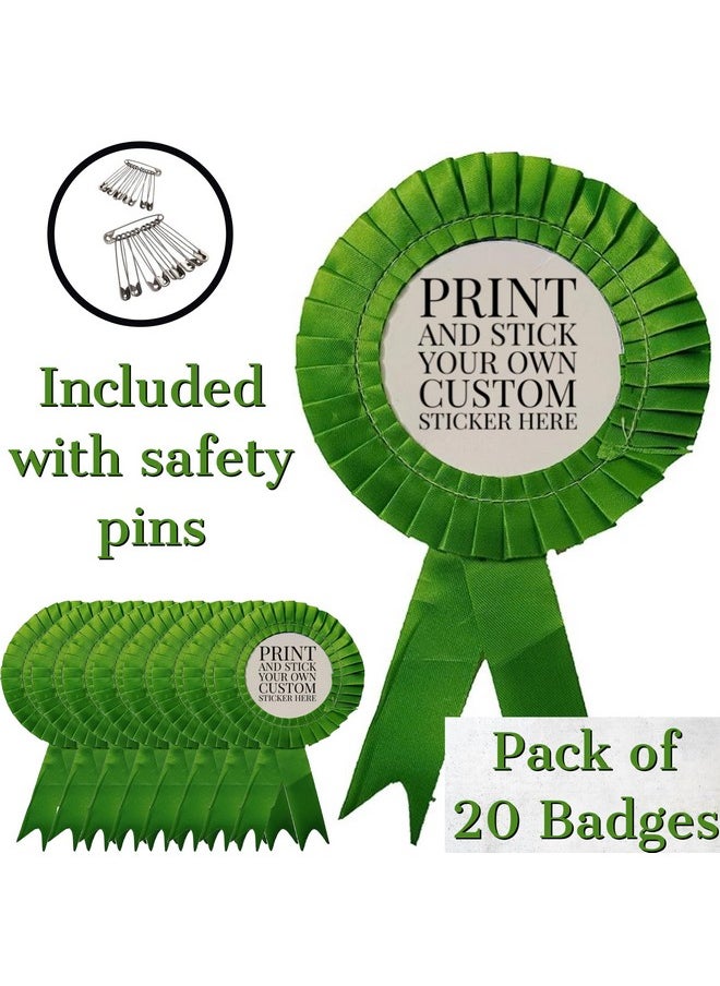 Satin Badge for Event,Party, and Conference (Pack of 20) (Green)