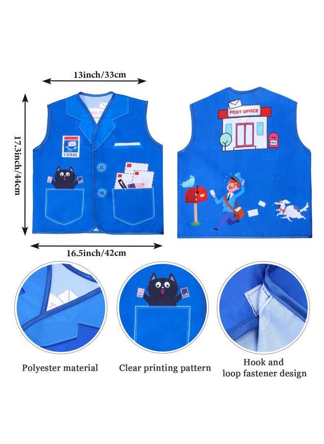 Keymall Kids Mailman Costume Mail Carrier Hat Mr. Postman Canvas Bag Vest Envelopes For Halloween Career Day Postal Costume
