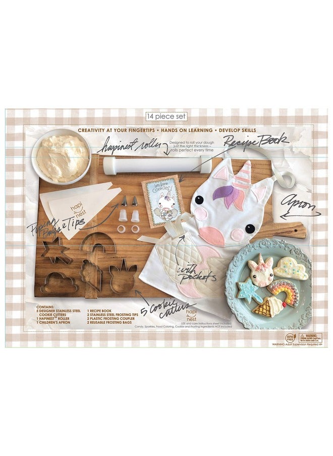 Hapinest Unicorn Cookies Baking Toy Set for Kids - Creative Pretend Play Kit with Molds, Tools, and Decorations - Fun Activity Gift for Boys and Girls, Ages 4 5 6 7 8 Years Old