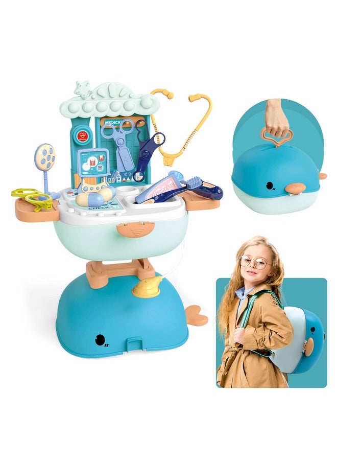 Webby 3 in 1 Doctor Set for Kids Role Play Medical Desk Set, Foldable Backpack, School Bag, Pretend Play Toy for Kids (26 Pcs)