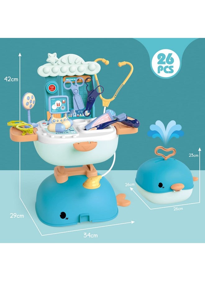 Webby 3 in 1 Doctor Set for Kids Role Play Medical Desk Set, Foldable Backpack, School Bag, Pretend Play Toy for Kids (26 Pcs)