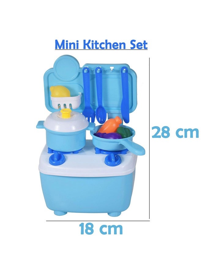 WISHKEY Kitchen Cooking Pretend Play Set for Little Chef's with Accessories, Cookware, Utensils & Cute Multi-Purpose Portable Suitcase for Kids 3 Years & Above (Blue)