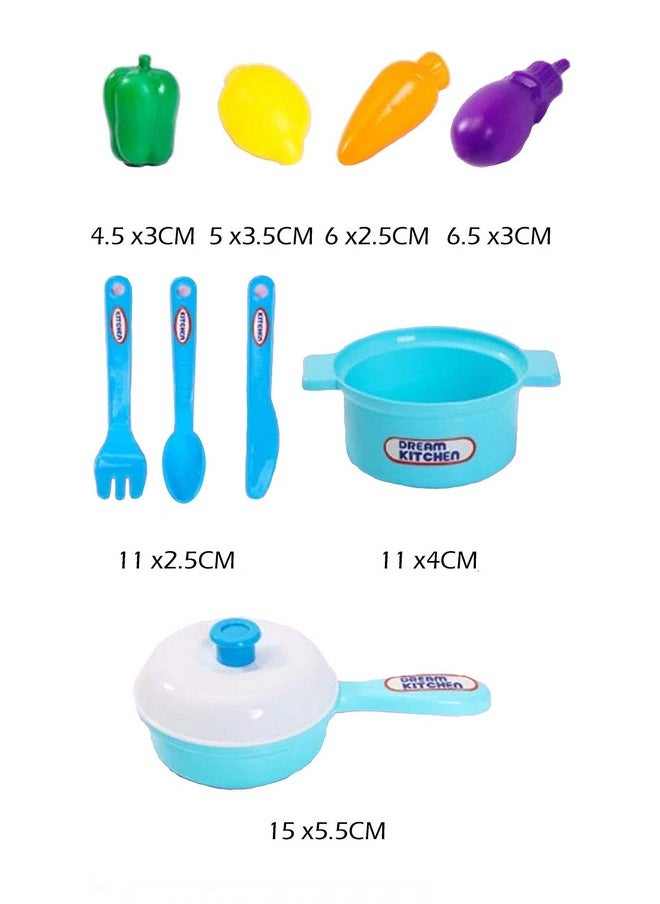 WISHKEY Kitchen Cooking Pretend Play Set for Little Chef's with Accessories, Cookware, Utensils & Cute Multi-Purpose Portable Suitcase for Kids 3 Years & Above (Blue)