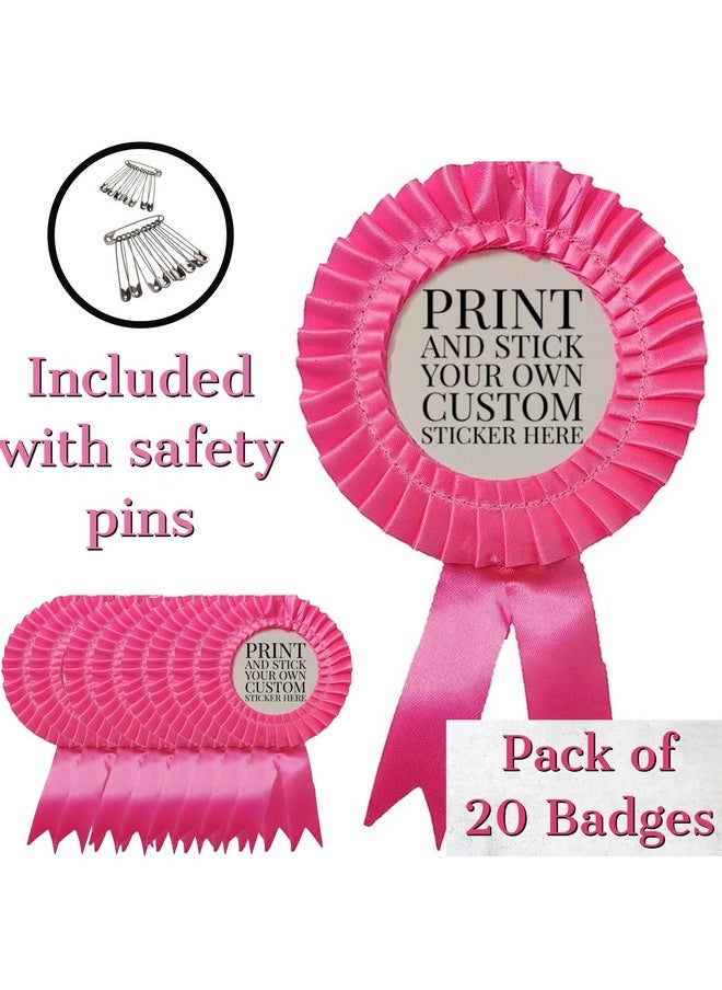 Satin Badge for Event,Party, and Conference (Pack of 20) (Baby Pink)