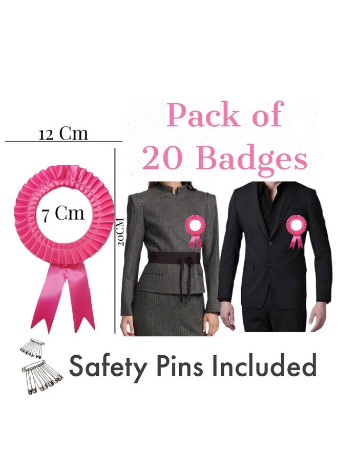 Satin Badge for Event,Party, and Conference (Pack of 20) (Baby Pink)