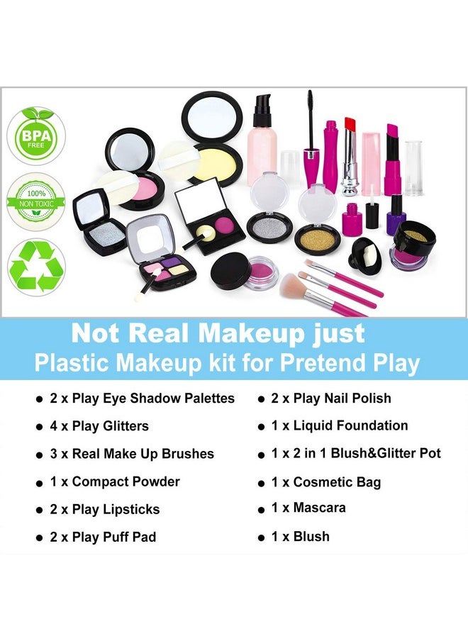 Tepsmigo Pretend Makeup Kit for Girls, Kids Pretend Play Makeup Set - with Cosmetic Bag for Birthday Christmas, Toy Makeup Set for Toddler, Little Girls Age 3+(Not Real Makeup)