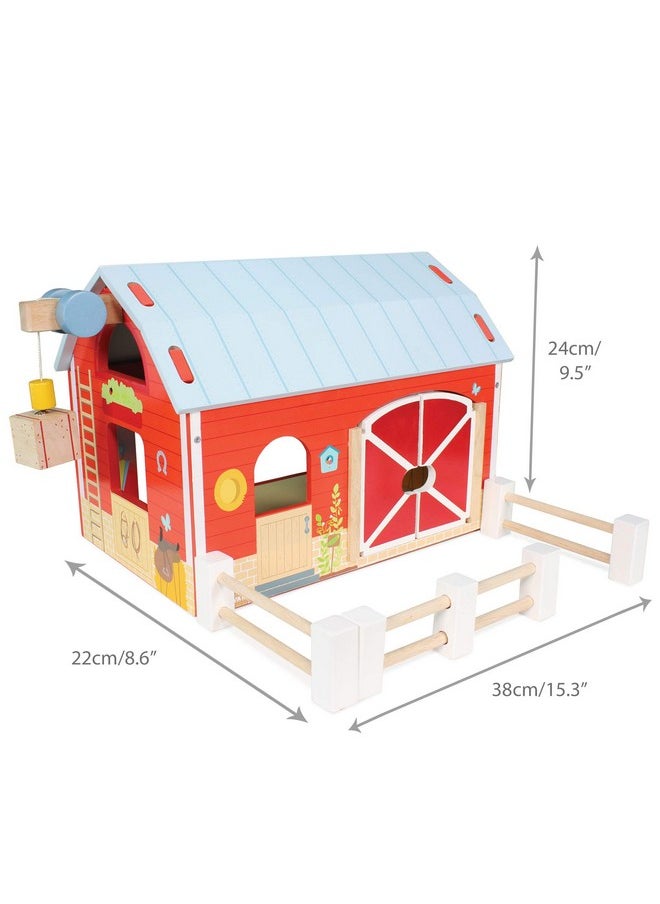 Le Toy Van - Educational Wooden Toy Colourful Wooden Red Barn | Great Interactive Role Play Gifts for A Boy Or Girl - 3+ Years