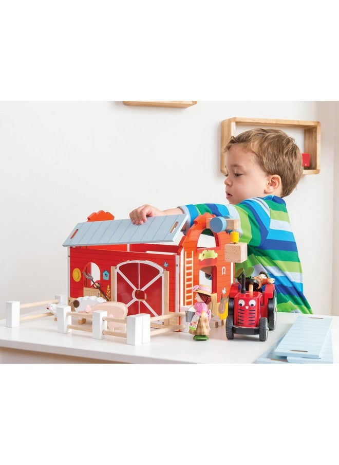 Le Toy Van - Educational Wooden Toy Colourful Wooden Red Barn | Great Interactive Role Play Gifts for A Boy Or Girl - 3+ Years