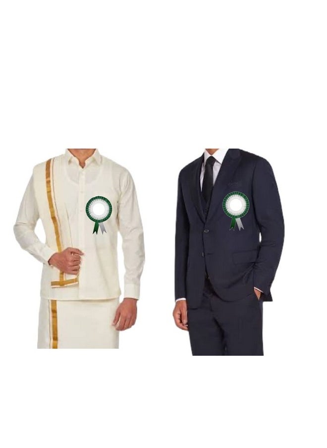 NEXGEN Trends Double Line - Satin Badge for Event,Party, and Conference (Pack of 20) (Dark Green-White)