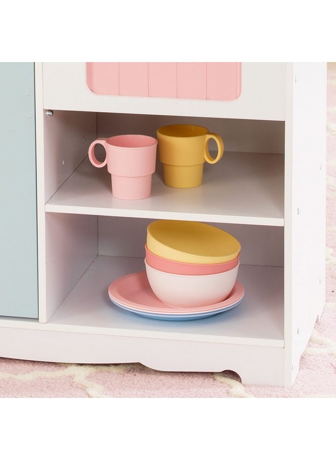KidKraft 27-Piece Pastel Cookware Set, Plastic Dishes and Utensils for Play Kitchens, Gift for Ages 18 mo+