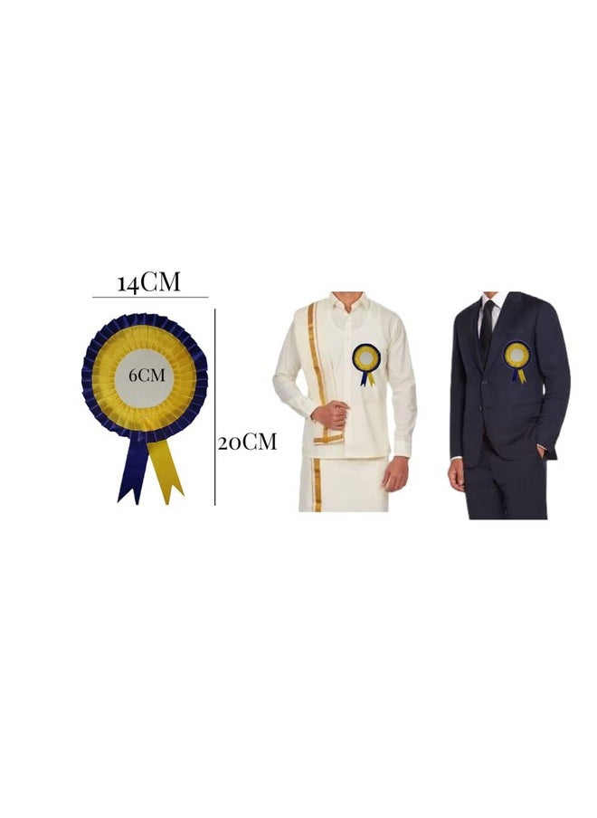 NEXGEN Trends Double Line - Satin Badge for Event,Party, and Conference (Pack of 20) (Dark Blue-Yellow)