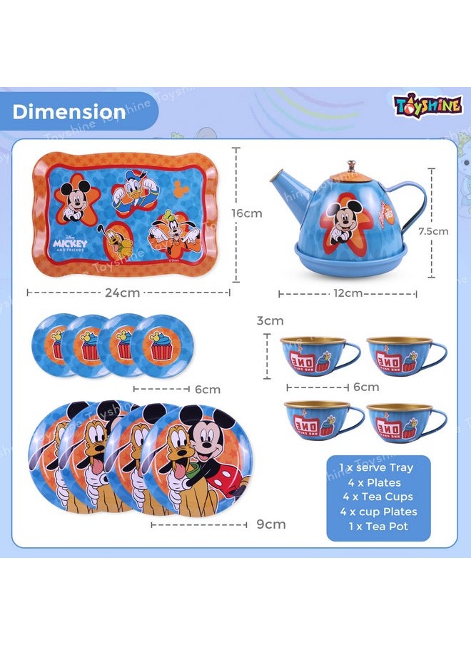 Toyshine 14 Pcs Stainless Steel Kitchen Set Tea Party Pretend Play Fun Learning Playset Toy for Kids 3+, Model D