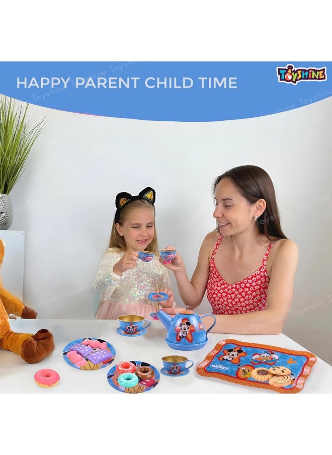 Toyshine 14 Pcs Stainless Steel Kitchen Set Tea Party Pretend Play Fun Learning Playset Toy for Kids 3+, Model D