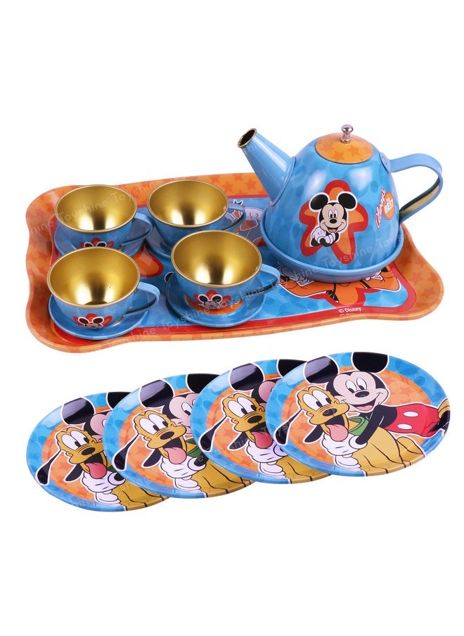 Toyshine 14 Pcs Stainless Steel Kitchen Set Tea Party Pretend Play Fun Learning Playset Toy for Kids 3+, Model D