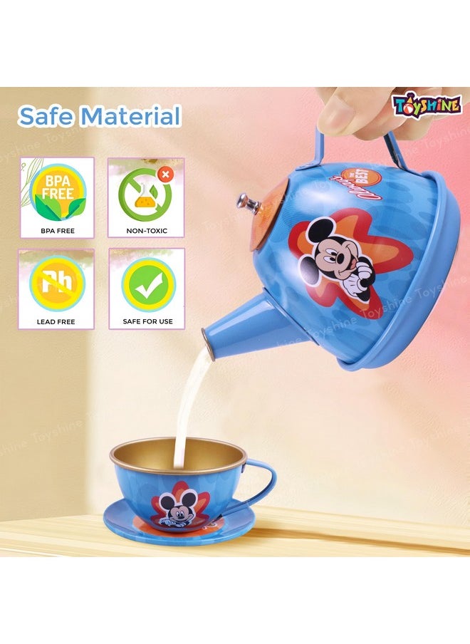Toyshine 14 Pcs Stainless Steel Kitchen Set Tea Party Pretend Play Fun Learning Playset Toy for Kids 3+, Model D