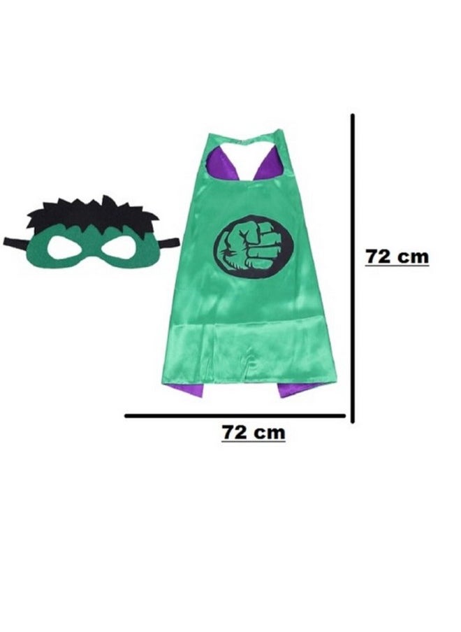 Kaku Fancy Dresses Polyester Green Superhero Costume with Robe for Kids | Super Hero Fancy Dress With Accessories