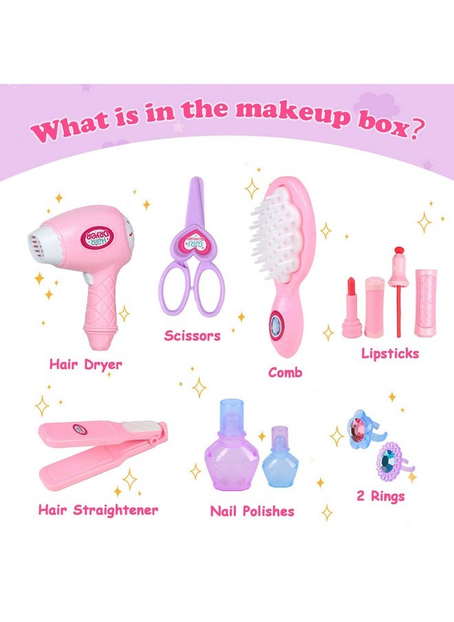 Little Princess Toddler Vanity Set, Portable Makeup Kits with Lights and Music & Real Mirror & Multiple Accessories, Best Birthday Christmas Festival Gift for Girls 3-7 Year Old Toddlers 1-3