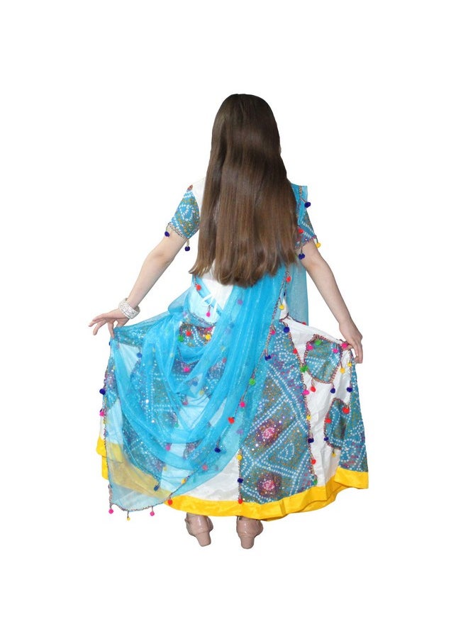 Kaku Fancy Dresses Polyester Indian State Gujrati Dance Costume For Kids Navratri/Garba Dance Costume For Girls - Red, 14-17 Years