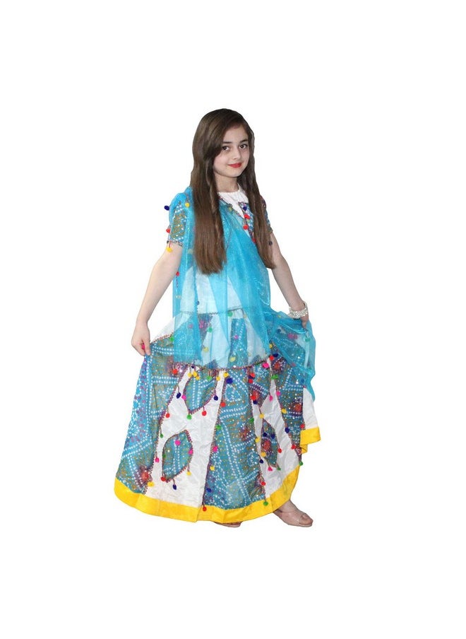 Kaku Fancy Dresses Polyester Indian State Gujrati Dance Costume For Kids Navratri/Garba Dance Costume For Girls - Red, 14-17 Years
