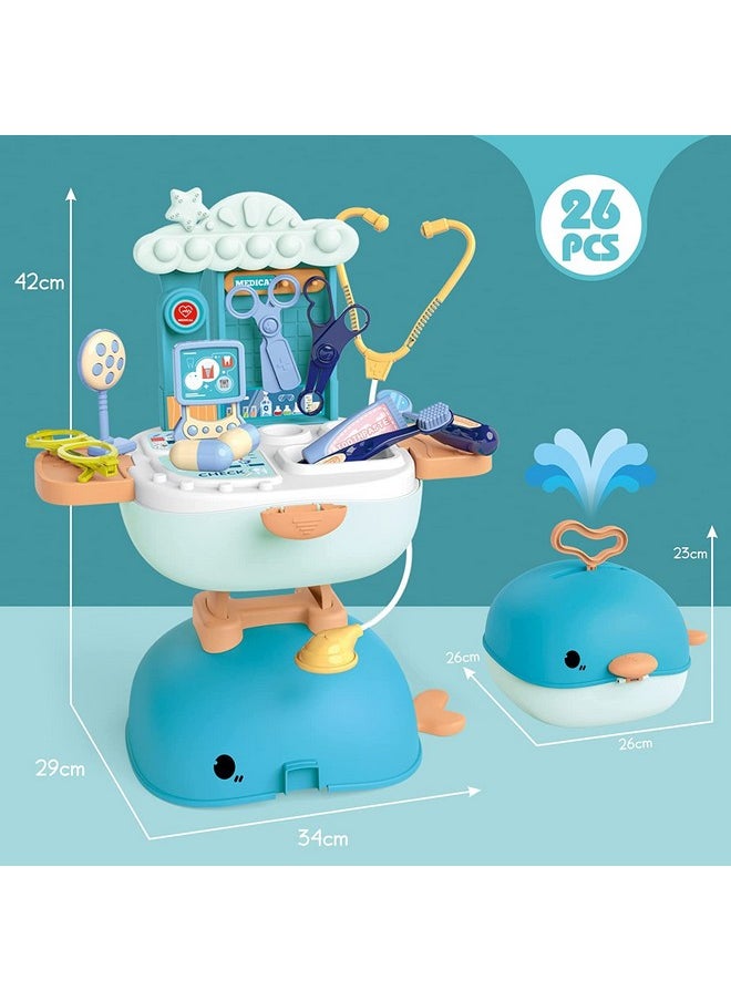 Webby 3 in 1 Doctor Set for Kids Role Play Medical Desk Set, Foldable Backpack, School Bag, Pretend Play Toy (26 Pcs)