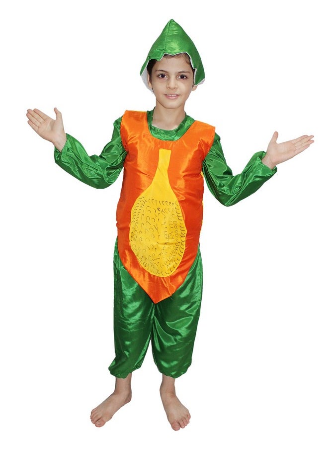 Kaku Fancy Dresses Polyester Papapya Fruit Costume Cutout with Cap -Orange-Green, 3-8 Years, for Boys & Girls