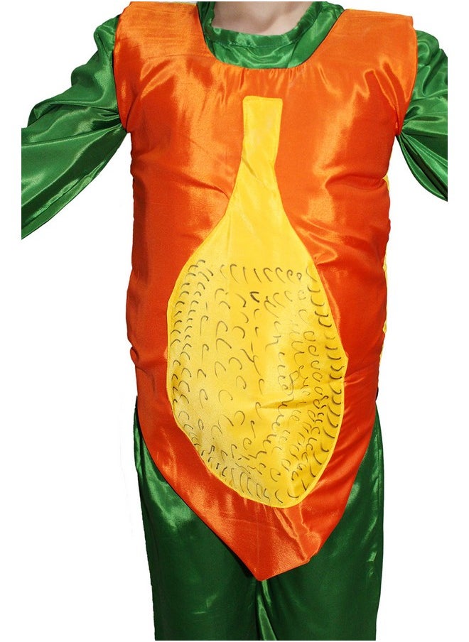 Kaku Fancy Dresses Polyester Papapya Fruit Costume Cutout with Cap -Orange-Green, 3-8 Years, for Boys & Girls