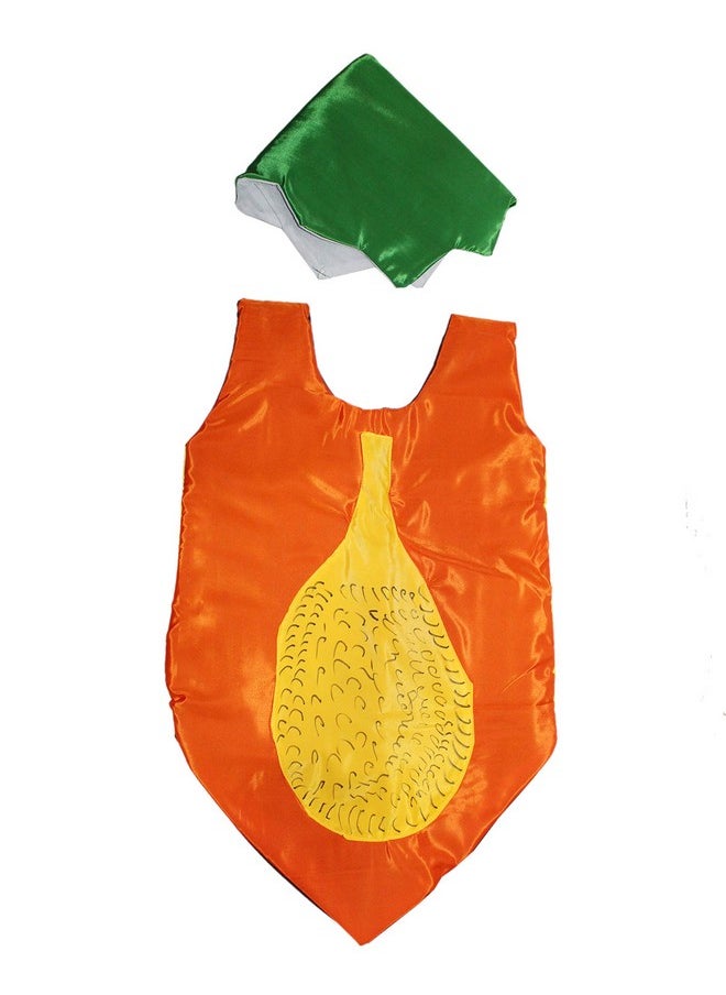 Kaku Fancy Dresses Polyester Papapya Fruit Costume Cutout with Cap -Orange-Green, 3-8 Years, for Boys & Girls
