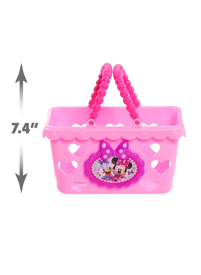 Disney Junior Minnie Bow-Tique Bowtastic Shopping Basket Set with Pretend Food and Accessories, Pretend Play, Kids Toys for Ages 3 Up by Just Play