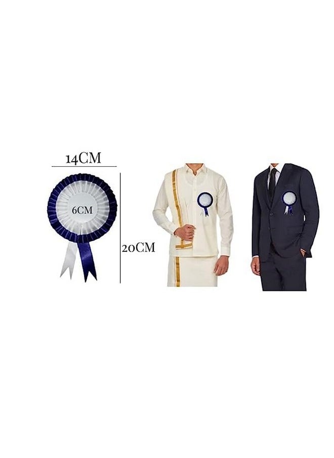 NEXGEN Trends Double Line - Satin Badge For School College Event,Party, And Conference (PACK OF 10) (Dark Blue-White)