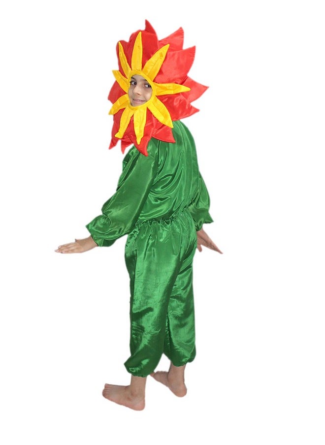 Kaku Fancy Dresses Nature Theme Double Shade Red Flower Costume -Red & Green, 7-8 Years, For Boys & Girls