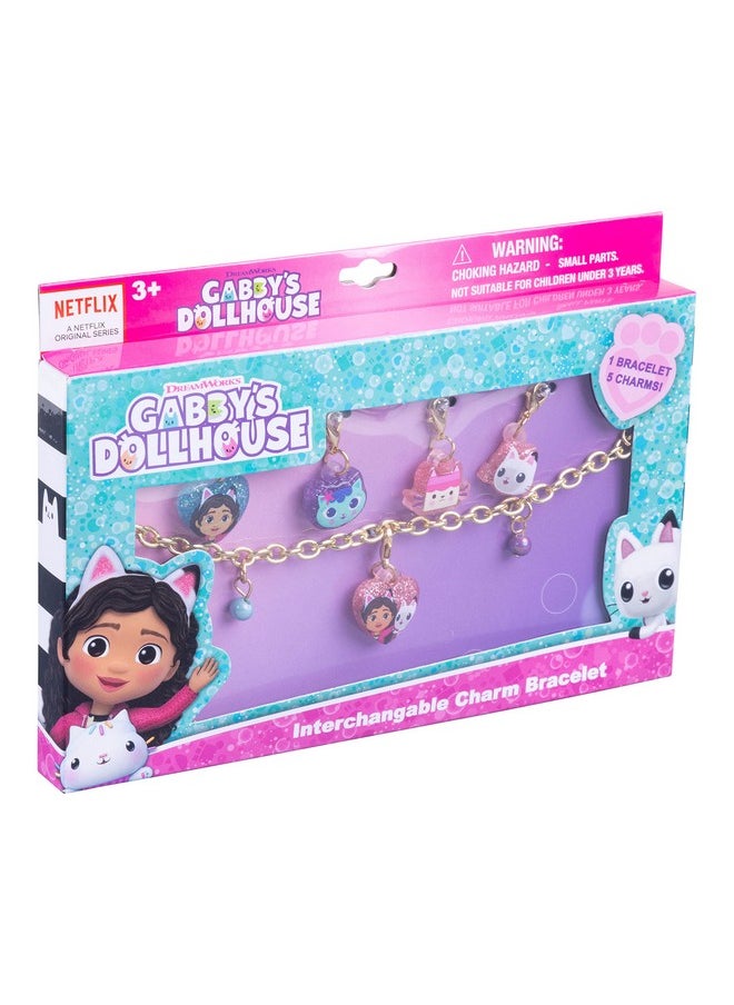 LUV HER Gabbys Dollhouse Girls Add A Charm Toy Bracelet and Costume Jewelry Box Set with 1 charm bracelet & 5 interchangeable charms - Ages 3+