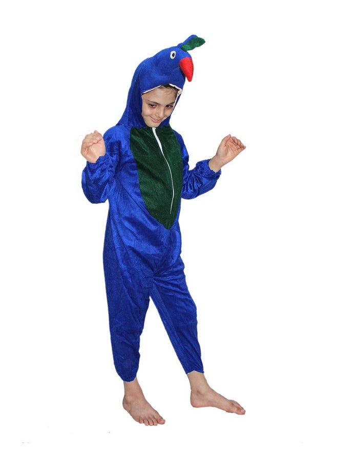 Kaku Fancy Dresses Polyester Peacock National Bird Costume -Multicolour, 7-8 Years, For Boys & Girls