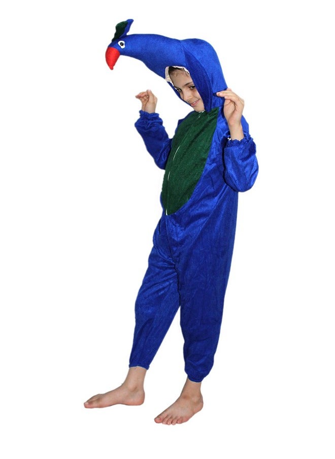 Kaku Fancy Dresses Polyester Peacock National Bird Costume -Multicolour, 7-8 Years, For Boys & Girls