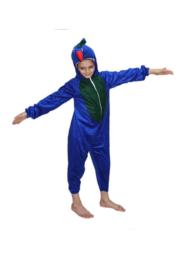 Kaku Fancy Dresses Polyester Peacock National Bird Costume -Multicolour, 7-8 Years, For Boys & Girls